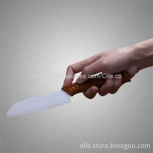 Nonstick Ceramic Knife with White Blade and Wood-like Handle